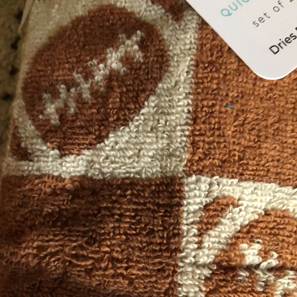 Deborah Connolly Brown Football Pattern Hand Towels